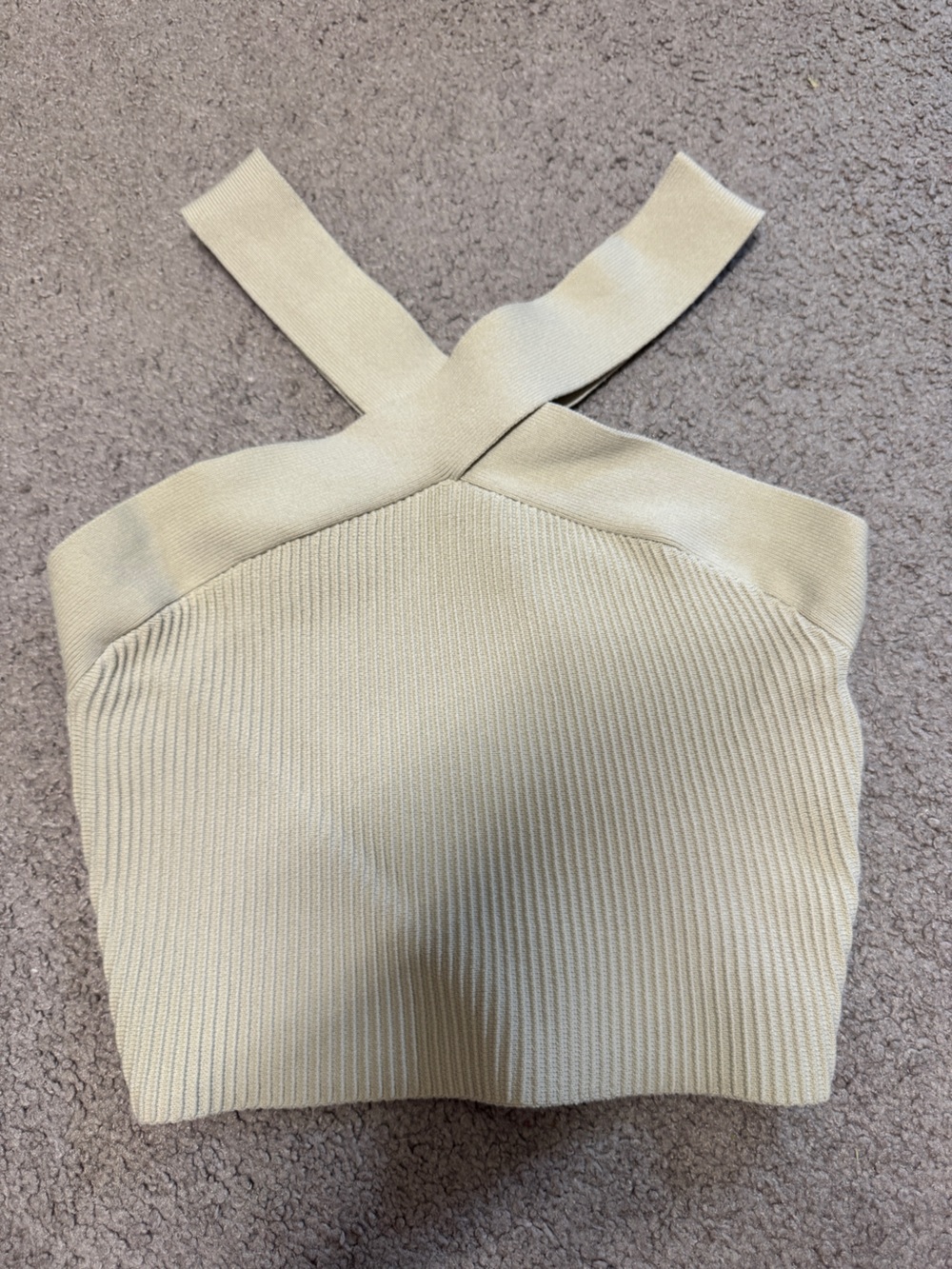 Aritzia Babaton sculpt knit cross strap tank in matte pearl - size XS